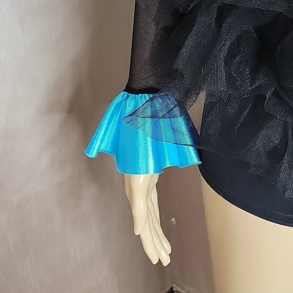 -‎ WEISSMAN Black and Blue Sequined Dance Costume Large Child's